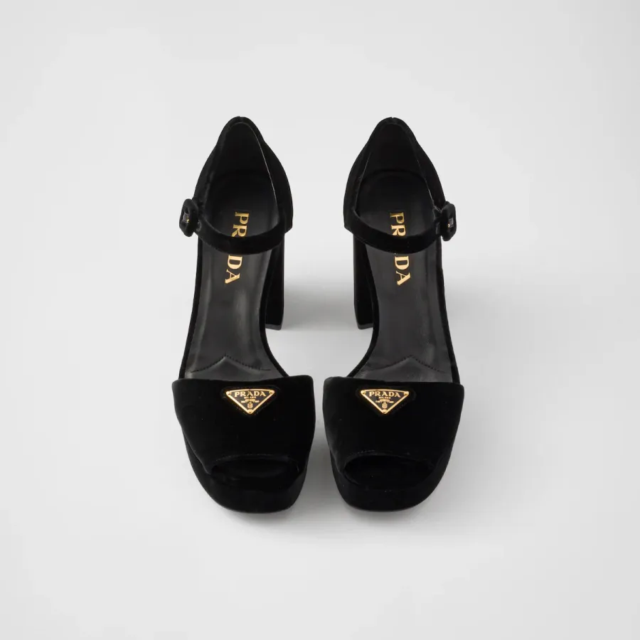 PRADA Black velvet platform sandals