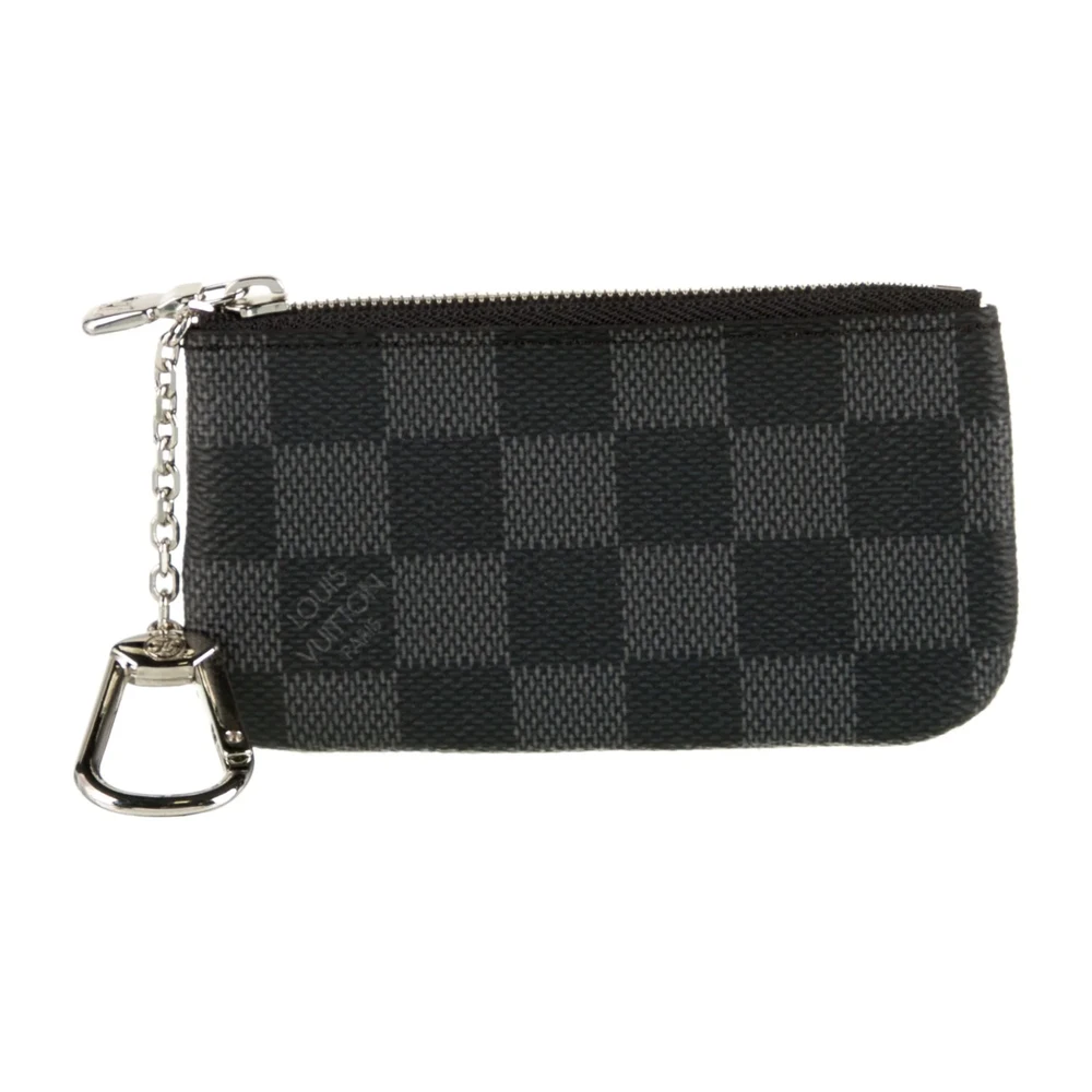 Porta-chaves Pequeno Louis Vuitton Preto/Cinza Padrão Damier Graphite em Canvas com Ferragens Prateadas