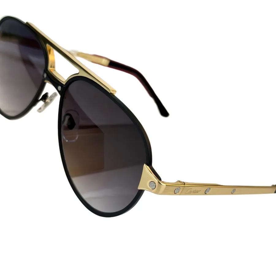 Cartier Pilot glasses black gold/tawny/grey silver/brown/black/brown black gold/grey black gold color Size 59口17-145