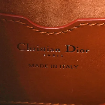 Dior Medium Bobby Flap Bag Dark Tan Box Calfskin Leather Gold Hardware