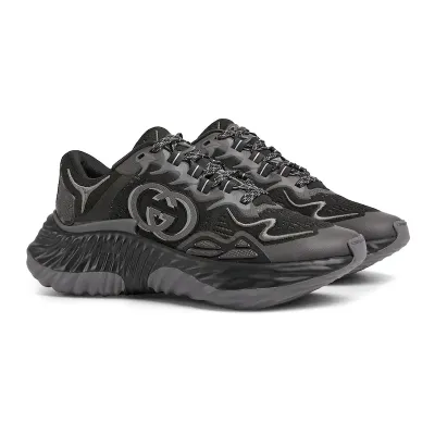 Gucci Ripple series women's thick soled sports shoes dark grey Sneakers