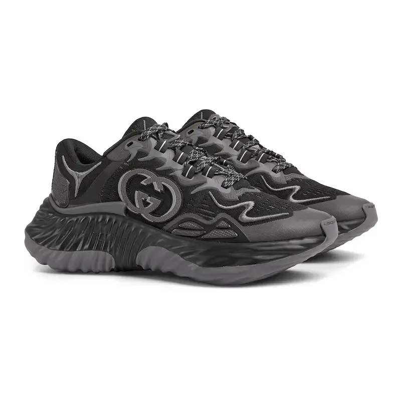 Gucci Ripple series women's thick soled sports shoes dark grey Sneakers