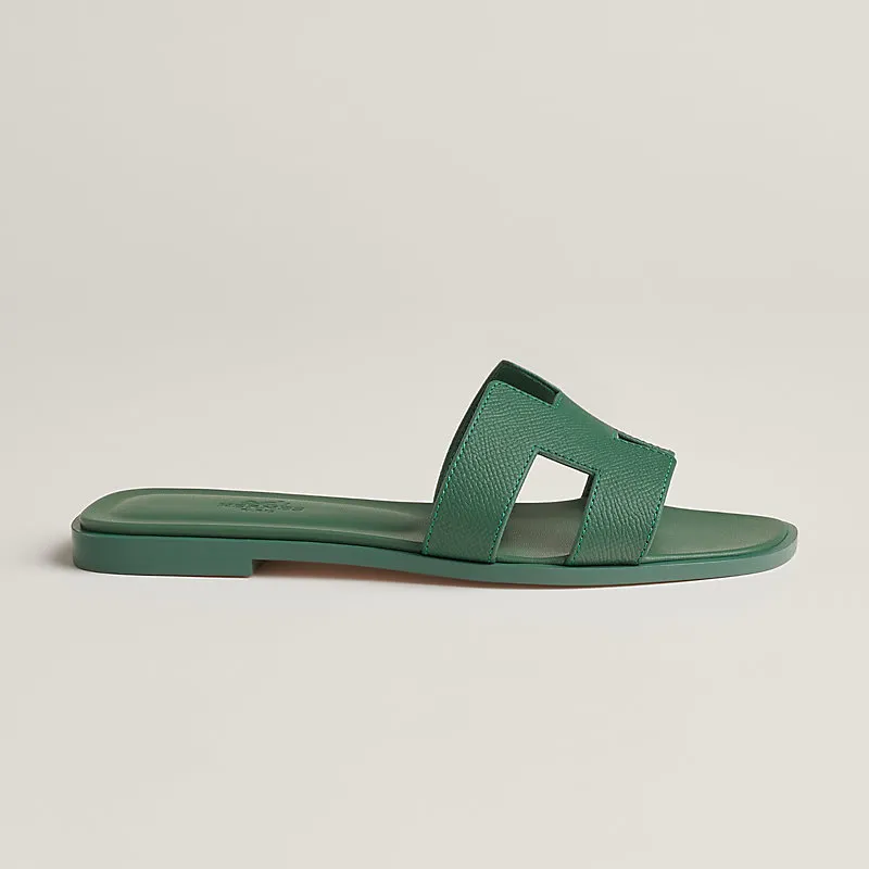 HERMES Oran Green Slippers