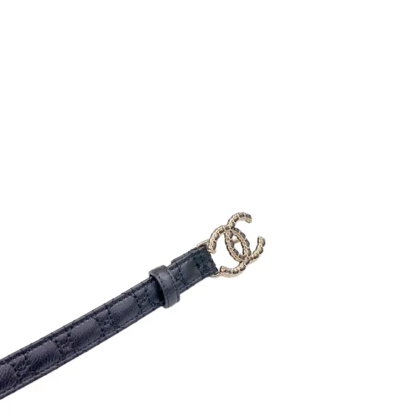 Chanel Women's CC Belt In Black/White/Beige/Brown Cannage Stitching Calfskin With Gold Hardware 20mm - Image 3