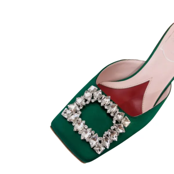 Roger Vivier Jewel Heels Sandals In Green/Pink/Blue/Black/Beige Satin With Crystal Buckle (Heel Height 5cm) - Image 3