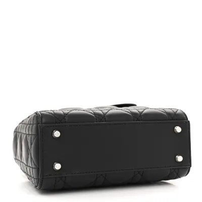 Dior Mini Lady Dior Black Cannage Lambskin Leather Silver Hardware