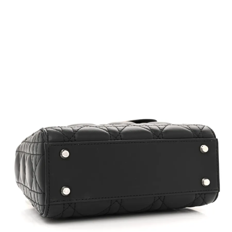 Dior Mini Lady Dior Black Cannage Lambskin Leather Silver Hardware
