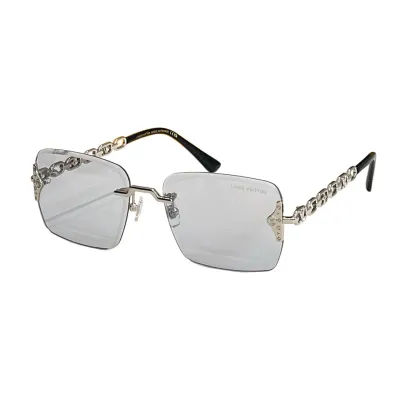 Louis Vuitton square frame glasses brown/silver/eggplant/teal/green color Size 58口18-140