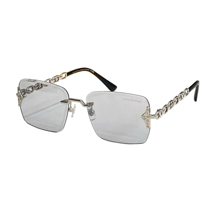 Louis Vuitton square frame glasses brown/silver/eggplant/teal/green color Size 58口18-140