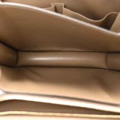 Celine Medium Classic Box Flap Bag Taupe Liege Calfskin Leather Gold Hardware