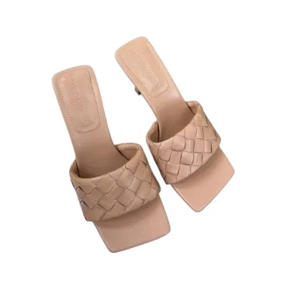 Bottega Veneta Parco Mule In Beige Intrecciato Leather Mule (Heel Height 9cm)