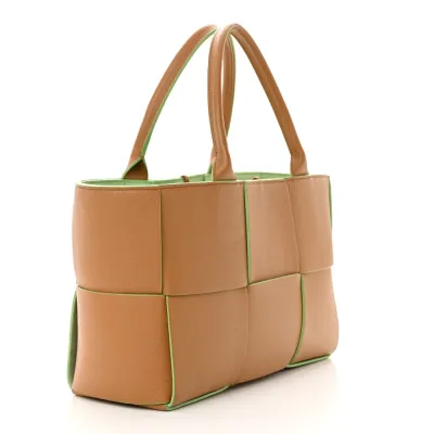 Bottega Veneta Small Intrecciato Arco Tote Carmel Pistachio Nappa Leather