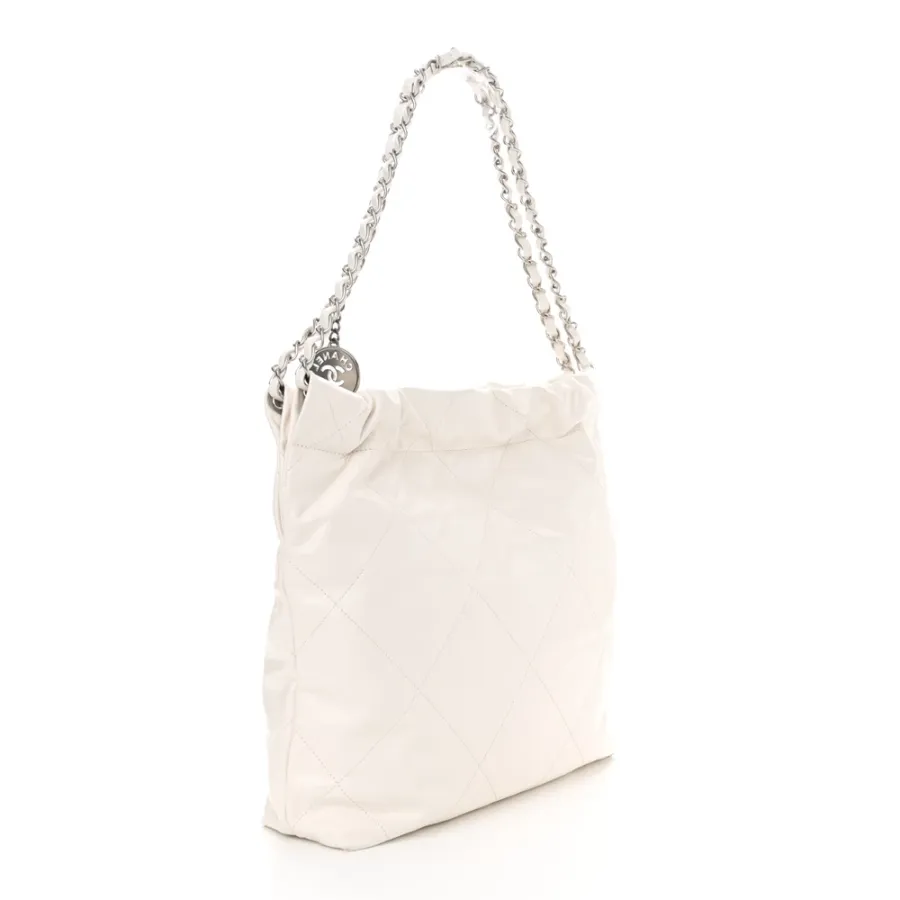 Grade Chanel 22 Small White Quilted Handbag