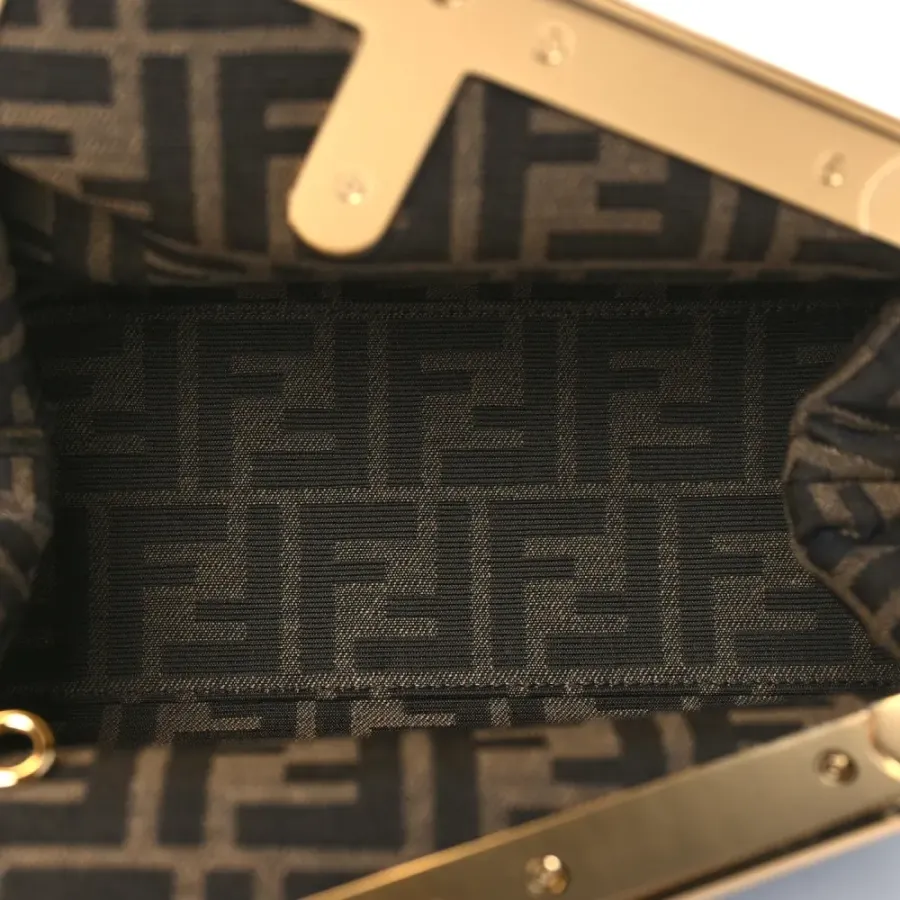 Fendi Small Fendi First Azzurro Baby Shiny Nappa Leather Gold Hardware