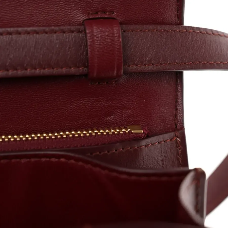 Celine Medium Classic Box Flap Bag Burgundy Box Calfskin Leather Gold Hardware