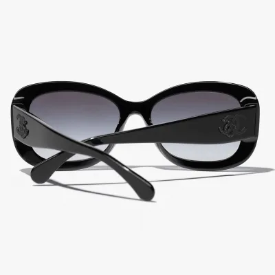 CHANEL glasses all black color size 55口19-145