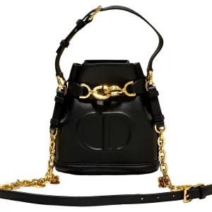 Dior Small C'est Dior Bag In Black/Brown CD-Embossed Calfskin With Gold Hardware