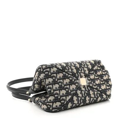 Dior Medium Key Bag Blue Oblique Canvas Gold Hardware