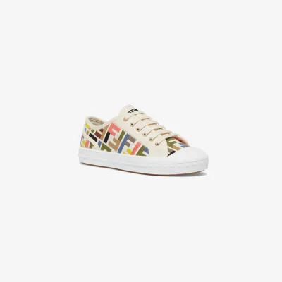 FENDI Collage embroidered canvas low-top shoes