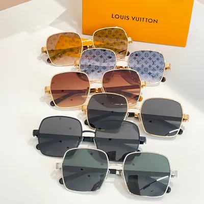 Louis Vuitton square frame glasses brown/grey silver/black/black gold/purple monogram/brown monogram color Size 56口19-145