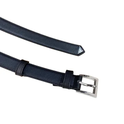 Prada Women' s Square Buckle Belt In Black/Brown/White Calfskin With Gold/Silver Hardware 25mm