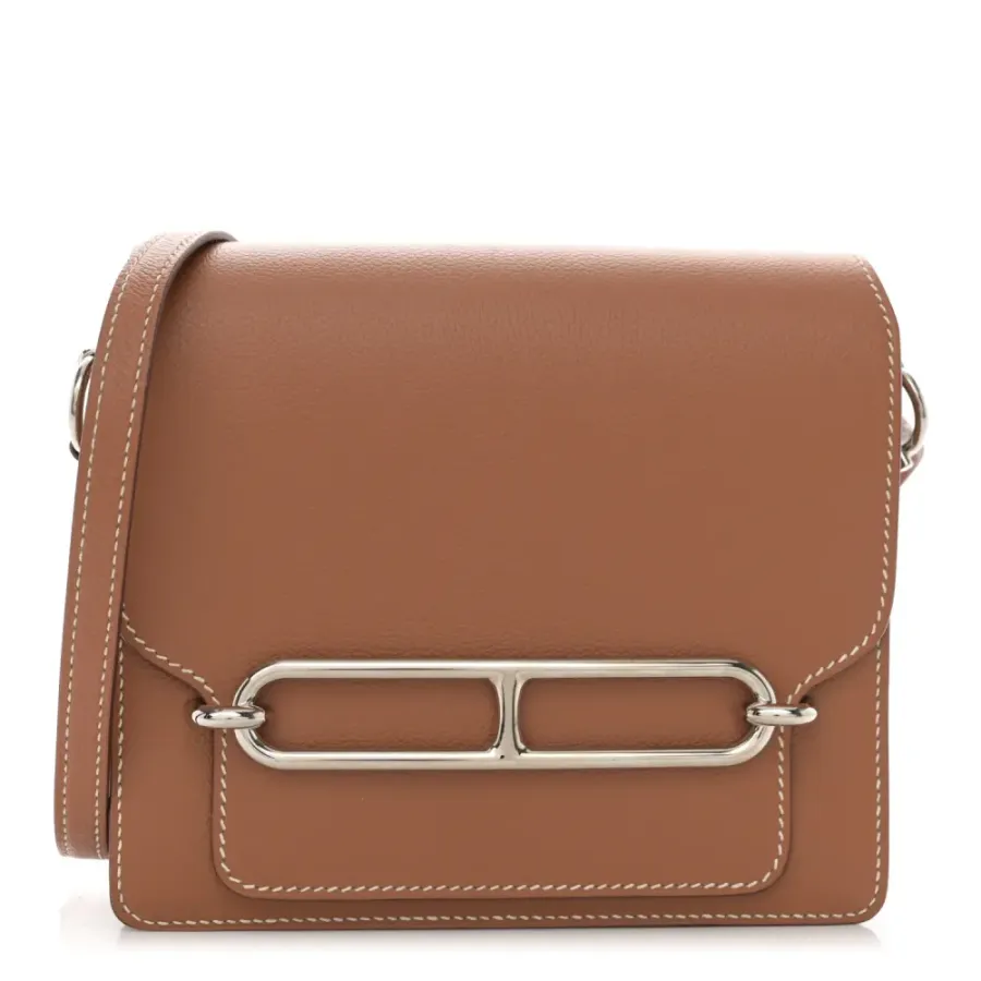 Lushentic Hermès Mini Sac Roulis Brown Evercolor Leather Palladium Silver Hardware