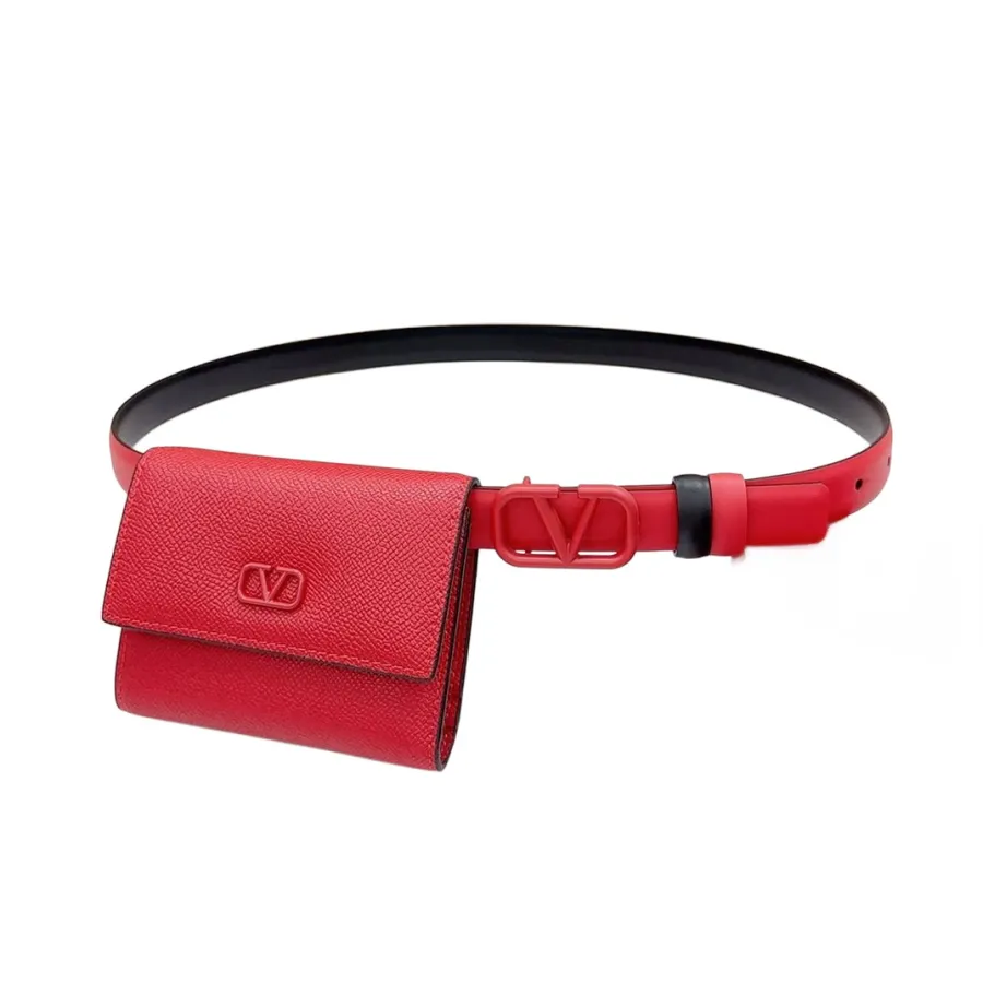 Valentino V Buckle Waist bag belt In Pink/Blue/Green/Brown/Red/Black Calfskin With Pink/Blue/Green/Brown/Red/Black Hardware 20mm