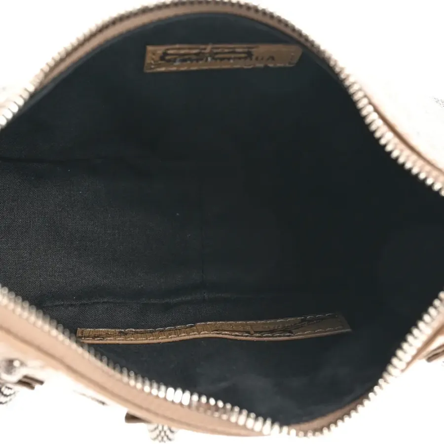 Balenciaga XS Le Cagole Shoulder Bag Beige/Brown Coated Canvas BB Monogram Silver Hardware