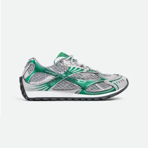 Bottega Veneta Orbit Sneakers In Silver/Green Technical Fabric And Mesh Lace-Up Sneaker