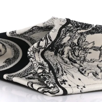 Dior Small Zodiac Toile De Jouy Book Tote Latte/Black Embroidered Canvas