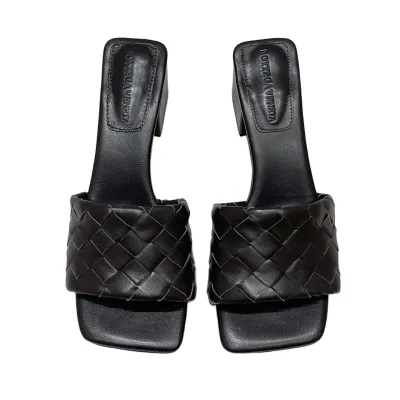 Bottega Veneta Parco Mule In Chocolate Brown Intrecciato Leather Kitten-Heel Mule Sandal (Heel Height 4.5cm)