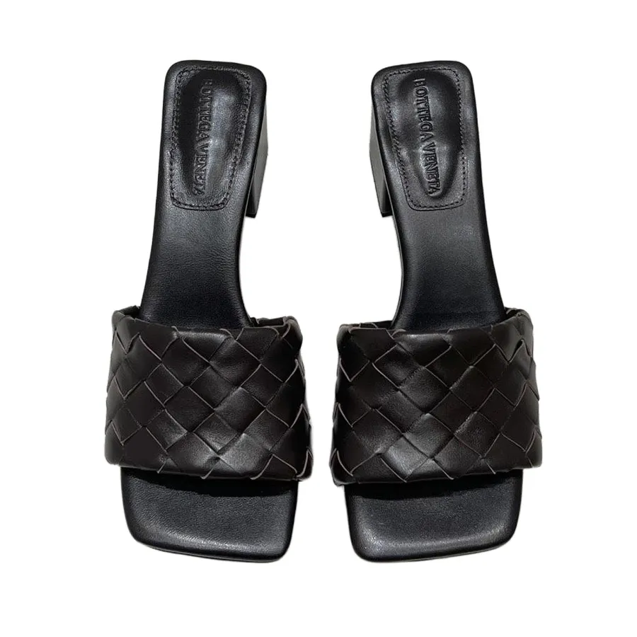 Bottega Veneta Parco Mule In Chocolate Brown Intrecciato Leather Kitten-Heel Mule Sandal (Heel Height 4.5cm)