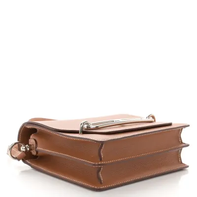 Lushentic Hermès Mini Sac Roulis Brown Evercolor Leather Palladium Silver Hardware