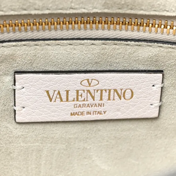 Valentino Garavani Medium Roman Stud Shoulder Bag Ivory Grained Calfskin Leather Light Gold Hardware - Image 2