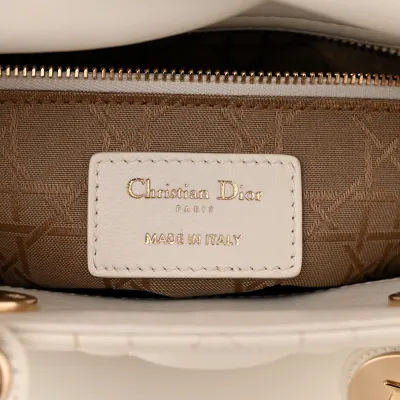 Dior Small My ABCDior Lady Dior White Cannage Lambskin Leather Gold Hardware