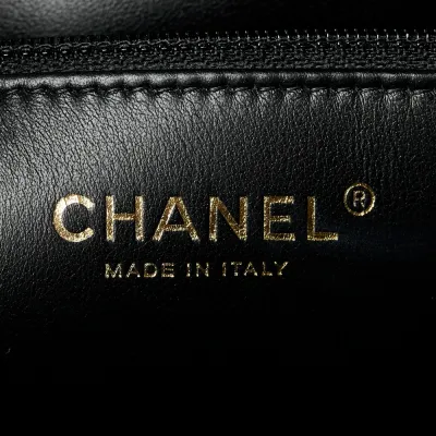 Chanel Shopping Tote Large Black Quilted Caviar Leather Light Gold Hardware