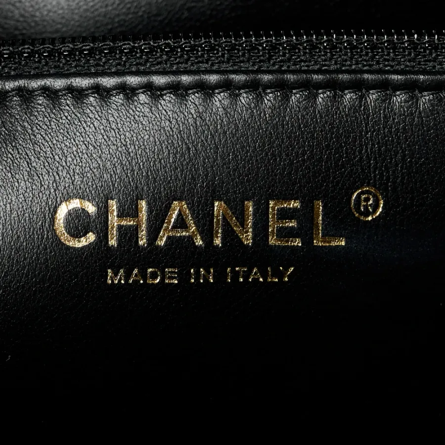 Chanel Shopping Tote Large Black Quilted Caviar Leather Light Gold Hardware