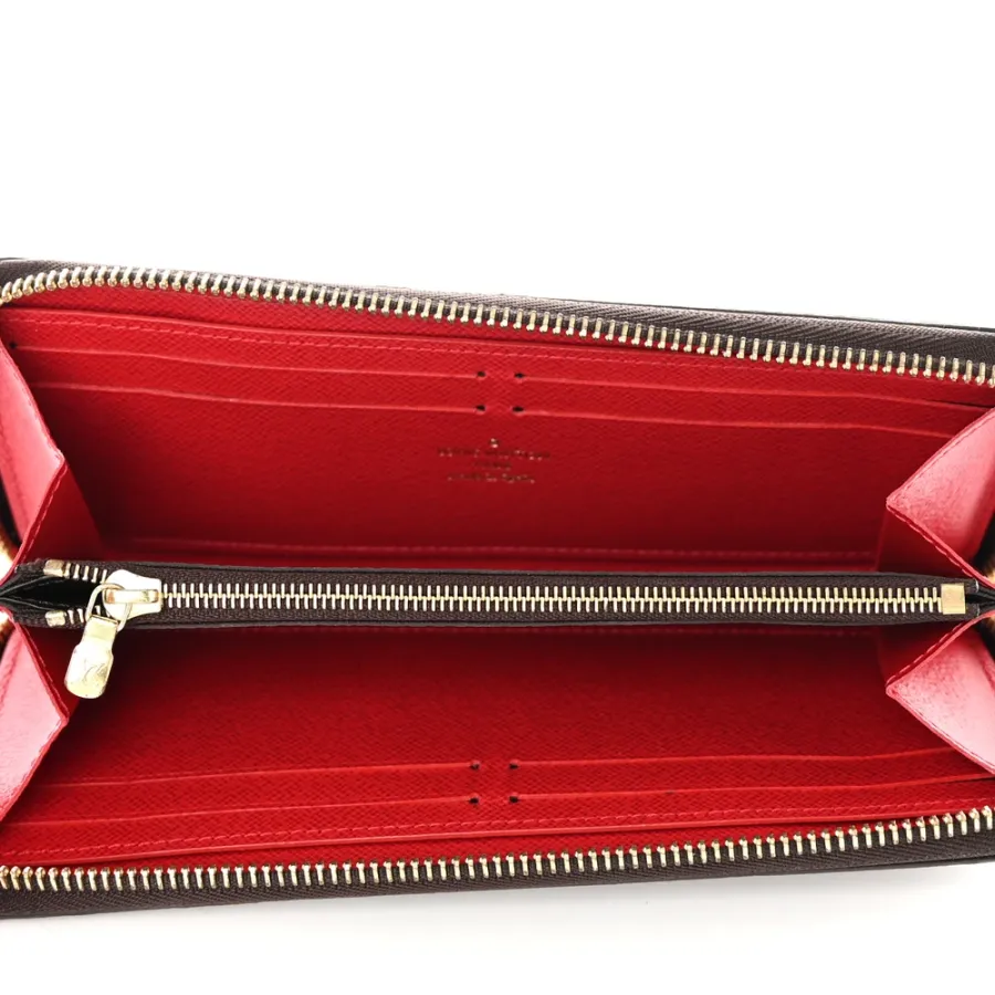 Louis Vuitton Clemence Wallet PM Damier Ebene Canvas Cherry Interior Gold Hardware