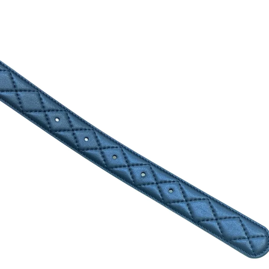 Chanel Women's CC Belt In Blue Diamond Stitching Calfskin With Gold Hardware 30mm