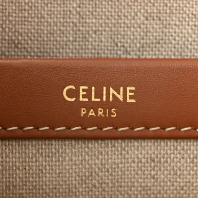 Celine Small Cabas Thais Tote Bag White/Blue Canvas & Calfskin Leather Stripe