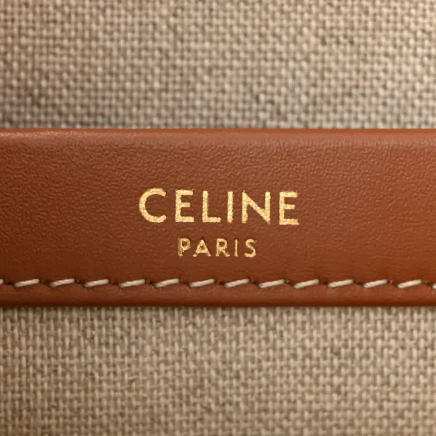 Celine Small Cabas Thais Tote Bag White/Blue Canvas & Calfskin Leather Stripe