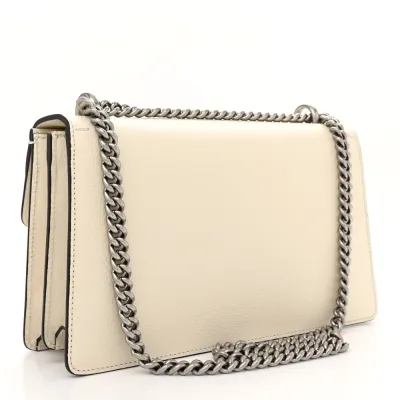 Gucci Small Dionysus Shoulder Bag Mystic White Textured Calfskin Leather & Crystal Aged Silver Hardware