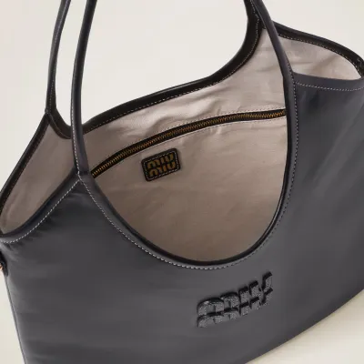 Miu Miu IVY Calfskin Leather Hobo Black Tote Bags