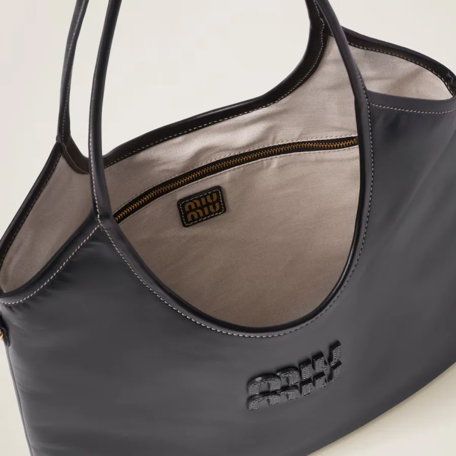 Miu Miu IVY Calfskin Leather Hobo Black Tote Bags