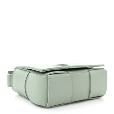 Bottega Veneta Extra Mini Maxi Intrecciato Cassette Crossbody Bag New Sauge Lambskin Leather