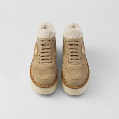 PRADA Suede leather mid - top sneakers and ankle boots