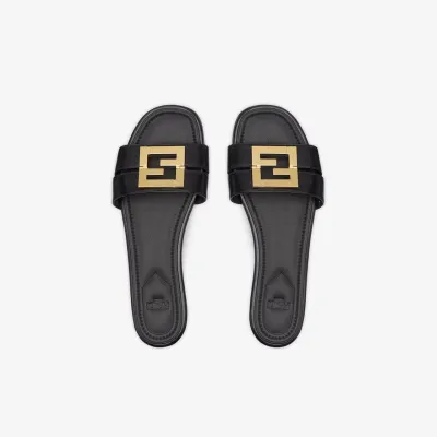 FENDI Black leather sandals slippers