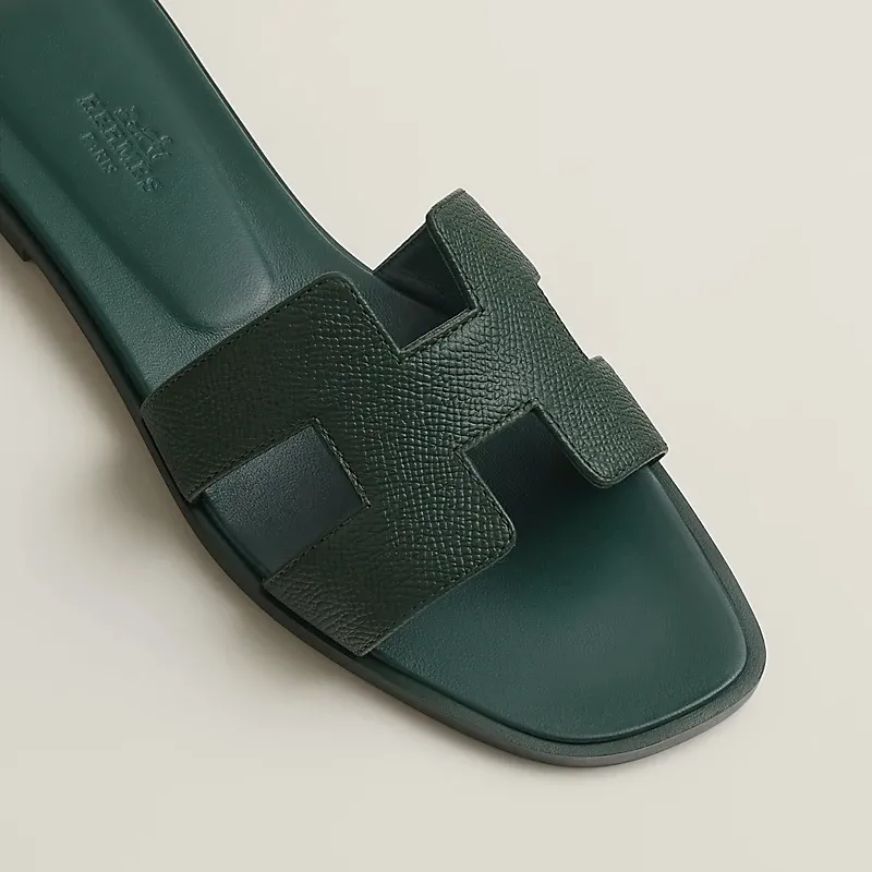 HERMES Oran Green Slippers
