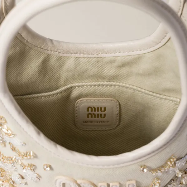 Miu Miu IVY Beaded embroidery white Shoulder Bags - Image 4
