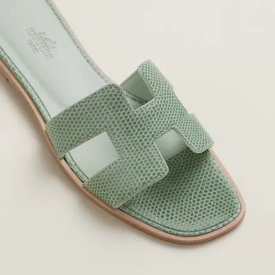 HERMES Oran Green Slippers